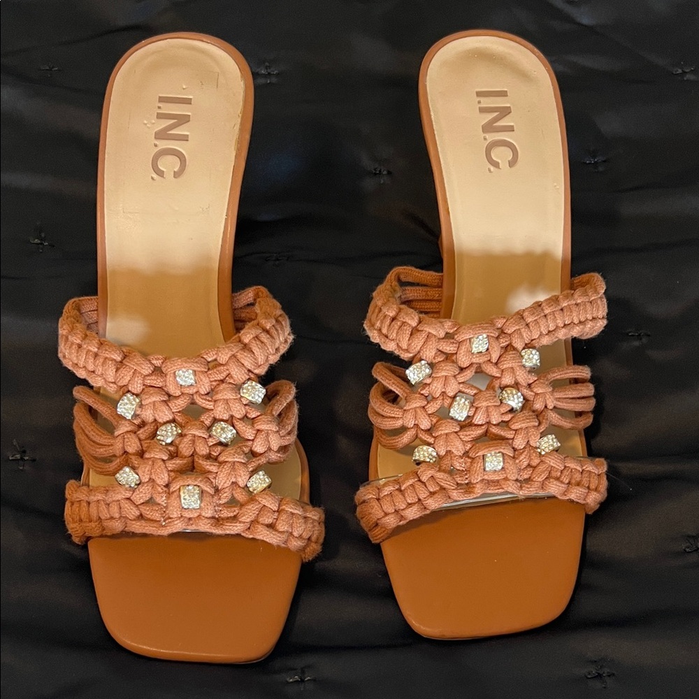 INC International Concepts Women's Brown Woven Sandals